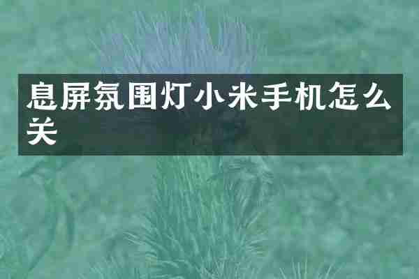 息屏氛围灯小米手机怎么关