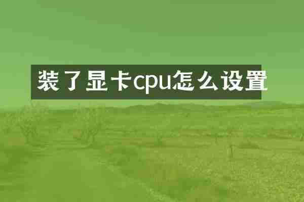 装了显卡cpu怎么设置