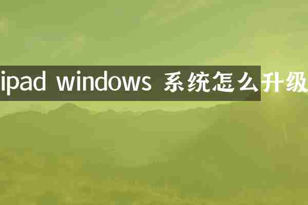 ipad windows 系统怎么升级