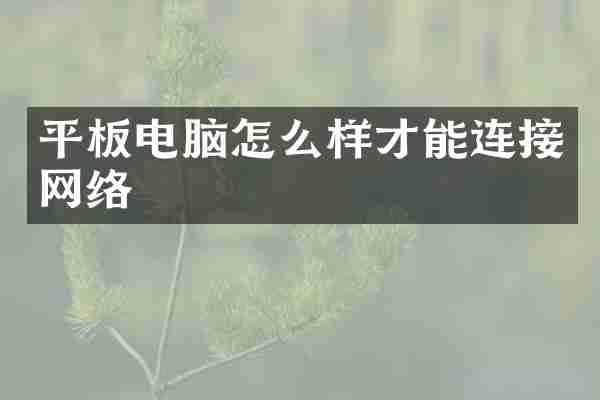 平板电脑怎么样才能连接网络