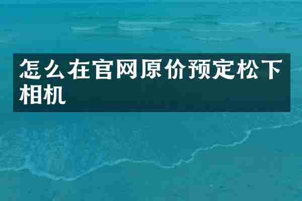 怎么在官网原价预定松下相机