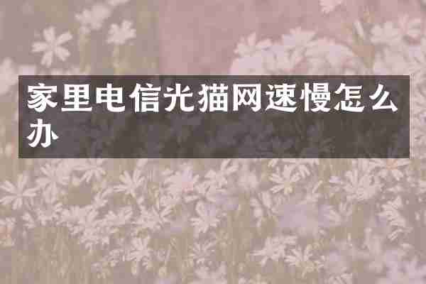 家里电信光猫网速慢怎么办