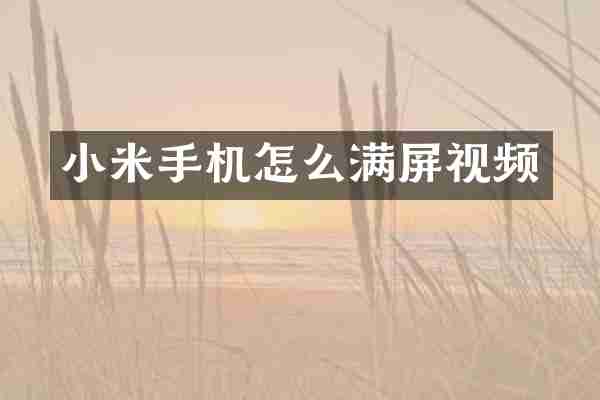 小米手机怎么满屏视频