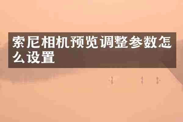 相机预览调整参数怎么设置