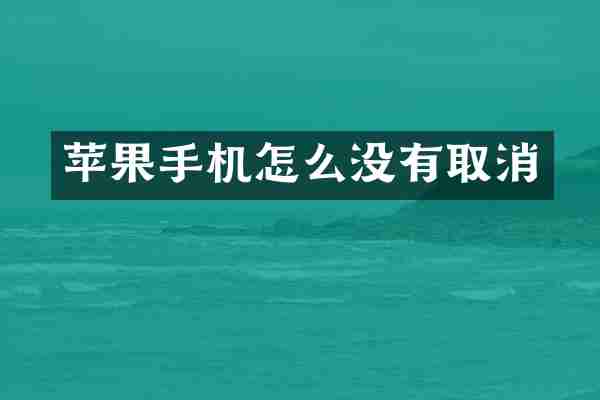 苹果手机怎么没有取消