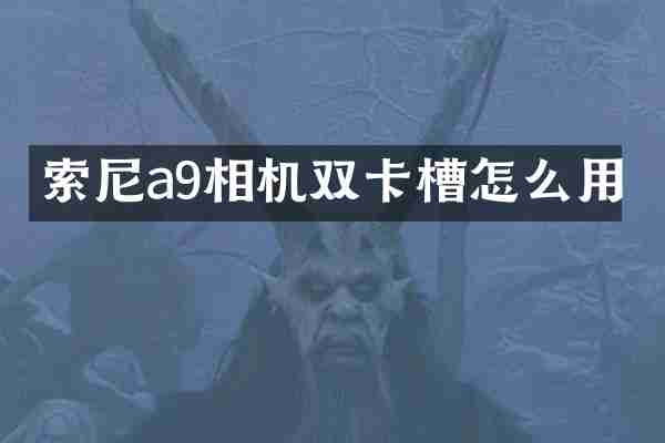 索尼a9相机双卡槽怎么用