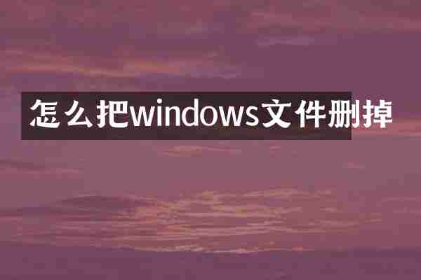 怎么把windows文件删掉