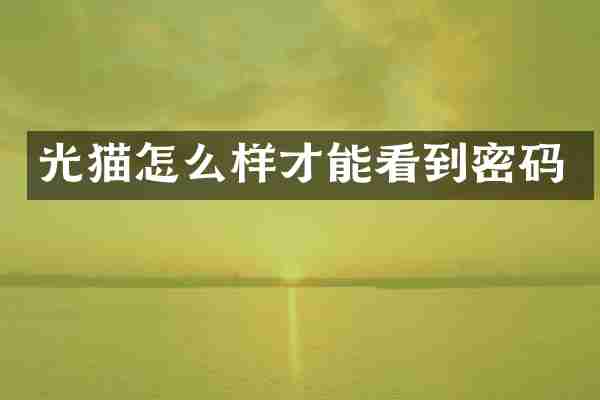 光猫怎么样才能看到密码