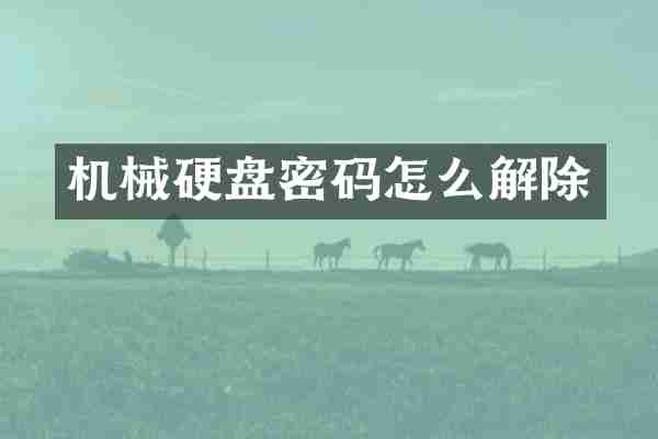 机械硬盘密码怎么解除