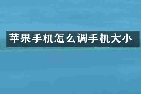 苹果手机怎么调手机大小