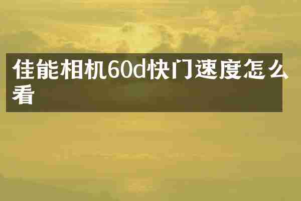 佳能相机60d快门速度怎么看