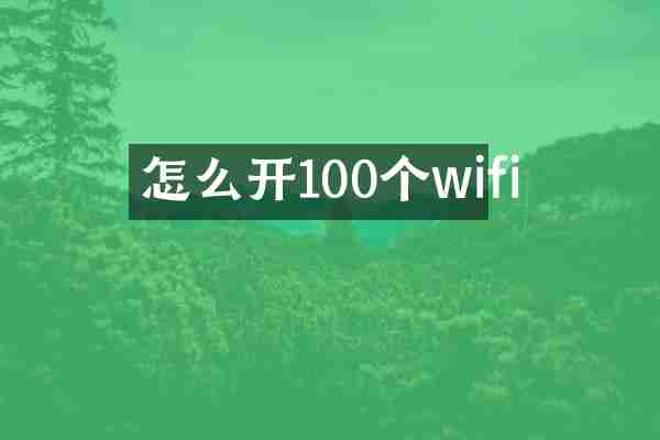 怎么开100个wifi