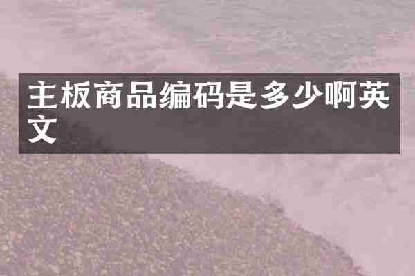 主板商品编码是多少啊英文