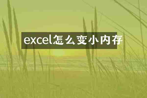 excel怎么变小内存