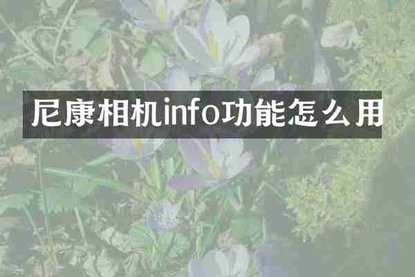 尼康相机info功能怎么用