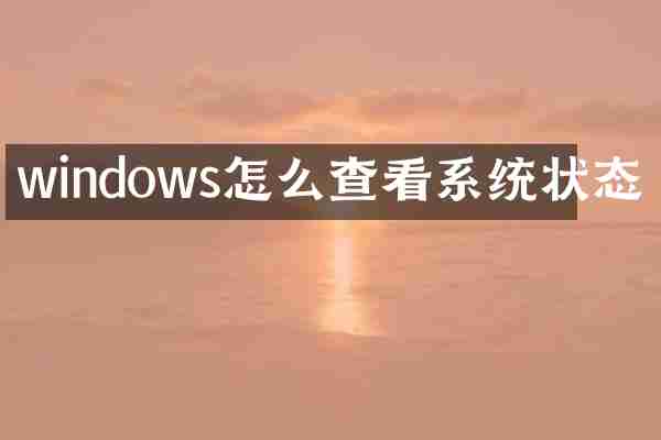 windows怎么查看系统状态
