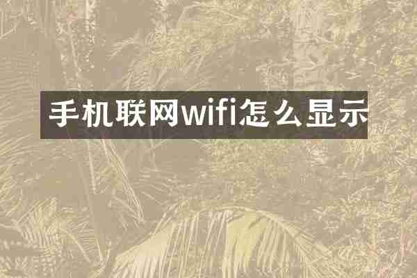 手机联网wifi怎么显示