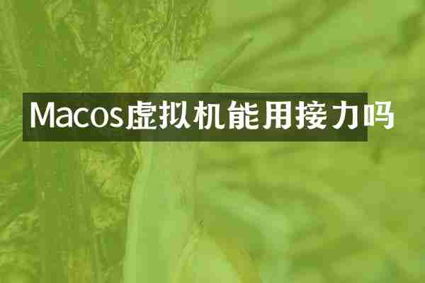 Macos虚拟机能用接力吗