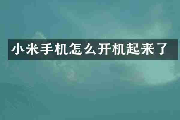 小米手机怎么开机起来了