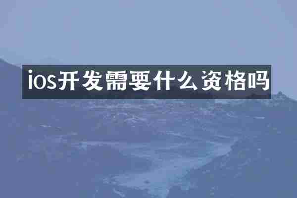 ios开发需要什么资格吗