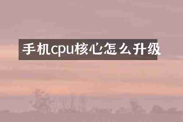 手机cpu核心怎么升级