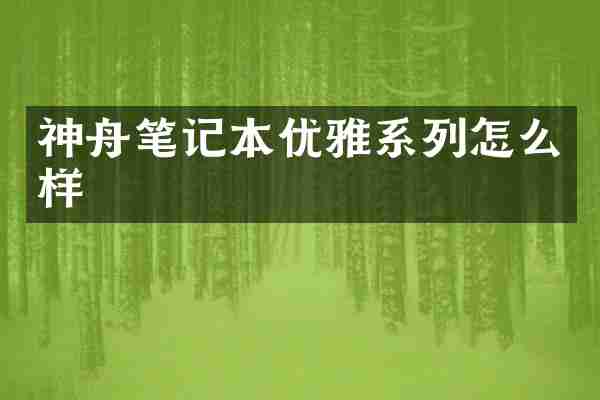 神舟笔记本优雅系列怎么样