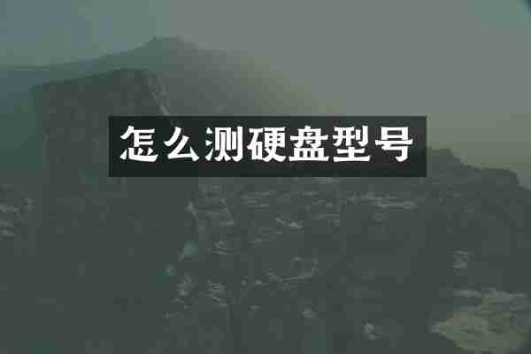 怎么测硬盘型号