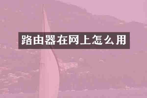 路由器在网上怎么用