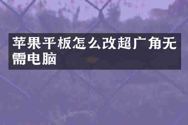 苹果平板怎么改超广角无需电脑