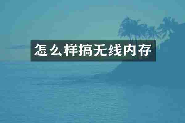 怎么样搞无线内存