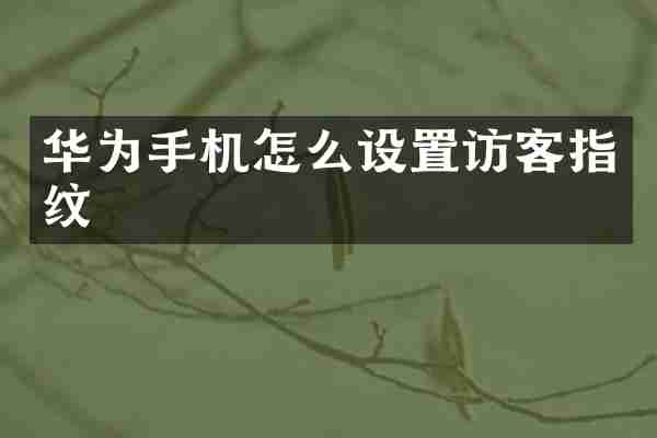 华为手机怎么设置访客指纹
