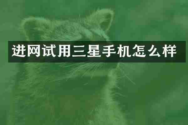 进网试用三星手机怎么样