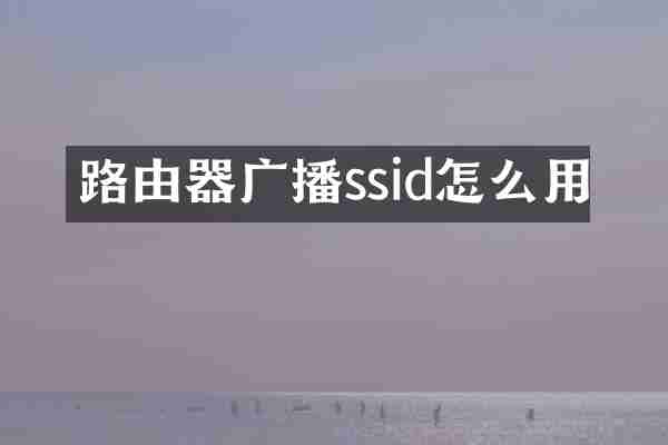 路由器广播ssid怎么用