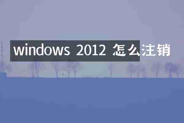 windows 2012 怎么注销