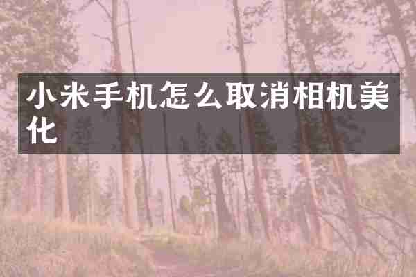 小米手机怎么取消相机美化