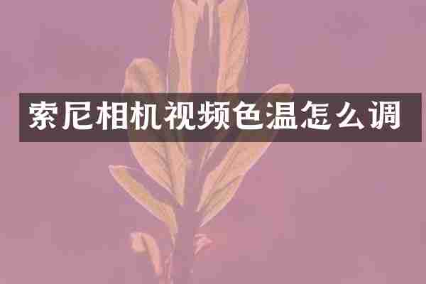 索尼相机视频色温怎么调