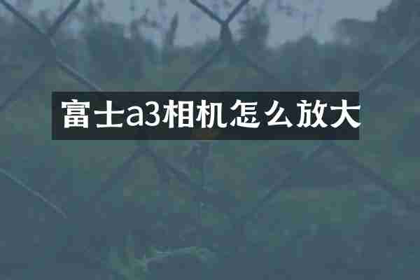 富士a3相机怎么放大
