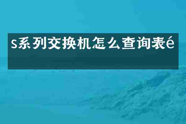 s系列交换机怎么查询表项
