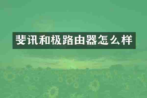 斐讯和极路由器怎么样