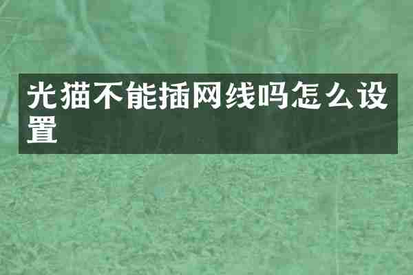 光猫不能插网线吗怎么设置