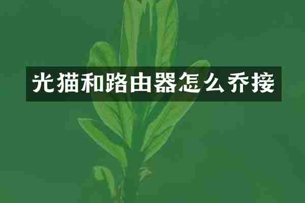 光猫和路由器怎么乔接