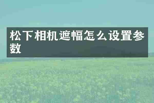 松下相机遮幅怎么设置参数