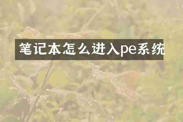笔记本怎么进入pe系统