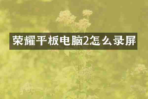 荣耀平板电脑2怎么录屏