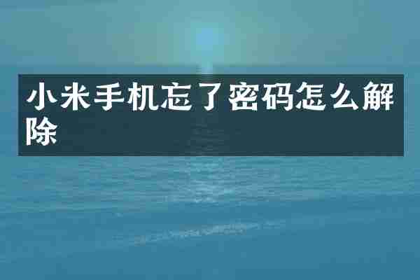 小米手机忘了密码怎么解除
