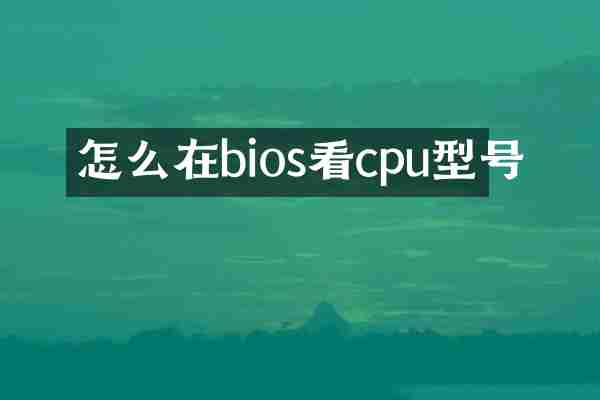 怎么在bios看cpu型号