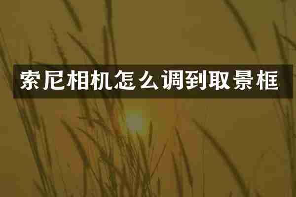 相机怎么调到取景框