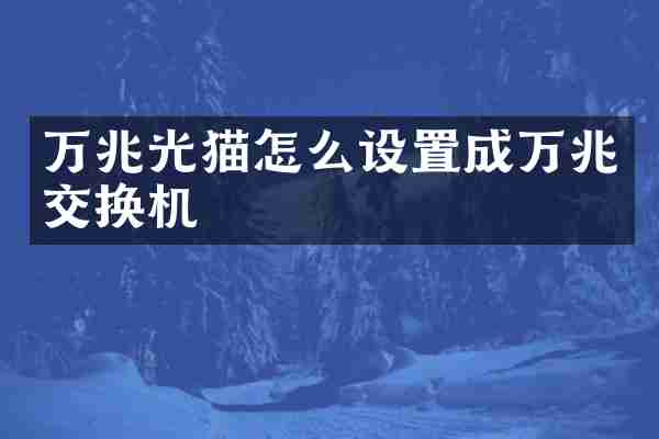 万兆光猫怎么设置成万兆交换机