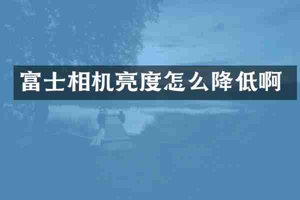 富士相机亮度怎么降低啊