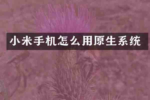 小米手机怎么用原生系统